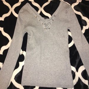 Crisscross Grey Sweater